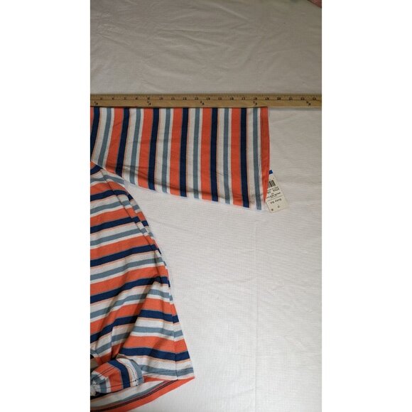 Ruby R Women Pullover Orange Blue Side Tie Knit Striped Top Blouse Sz XL (13) - Picture 11 of 13